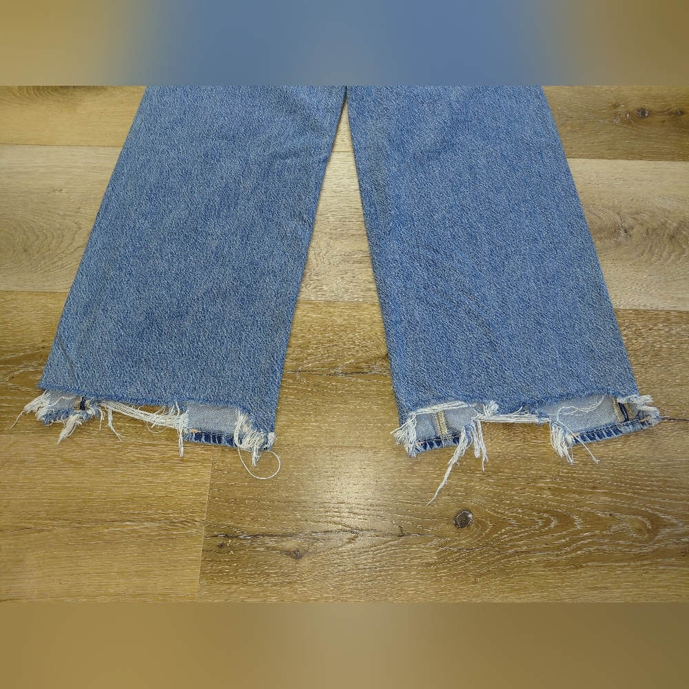American Eagle Outfitters Light Blue Flare Baggy Jeans Super High Rise Sz 6 - Picture 14 of 15